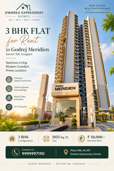3 bhk for rent available in Godrej Meridien